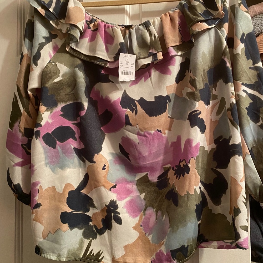 J Crew Mercantile Floral Off Shoulder Top M